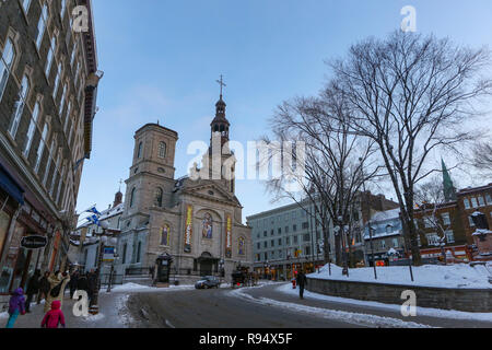 Quebec City, Quebec, Canada è il più antico insediamento europeo in America del nord e l'unica città fortificata a nord del Messico sulle cui pareti sono ancora esistenti. Foto Stock