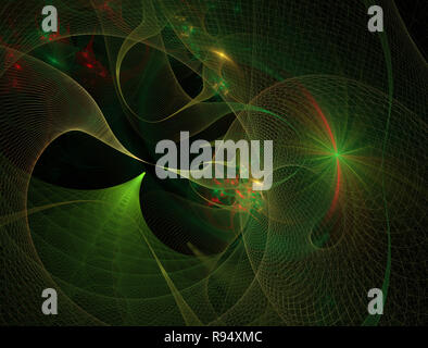 Griglia astratta Wormhole. Il futuristico 3d portali nello spazio. Tunnel Wireframe fantasy illustrazione. Immagine distorta di olografica neon perla mesh. Cyberp Foto Stock