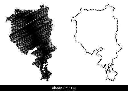 Ticino (Cantoni della Svizzera, cantoni e Confederazione svizzera) mappa illustrazione vettoriale, scribble schizzo Repubblica e Cantone Ticino mappa Illustrazione Vettoriale