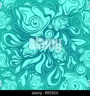 Floral seamless pattern, turchese sfondo astratto Illustrazione Vettoriale