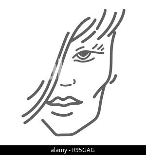 Travestito vettore faccia Doodle Icona isolato su bianco, disegnato a mano in stile sketchy Illustrazione Vettoriale