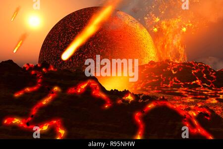 La creazione della Terra e della luna. Foto Stock