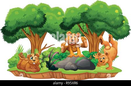 Recare sulla isolato Jungle Island illustrazione Illustrazione Vettoriale