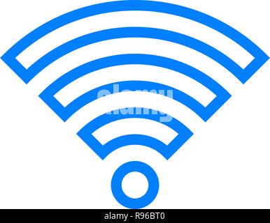 Wifi icona simbolo - blu delineato, isolato - illustrazione vettoriale Illustrazione Vettoriale