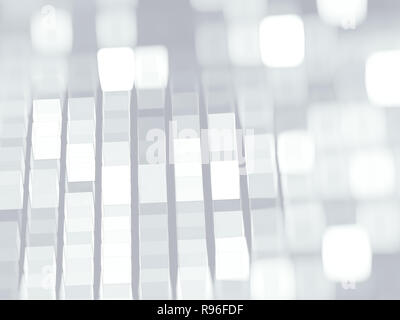 Abstract cubetti sfocata - generati con il computer illustrazione per la tecnologia o fantascienza progetti di design. Frattali sfocatura bianco per il web design, desctop Foto Stock