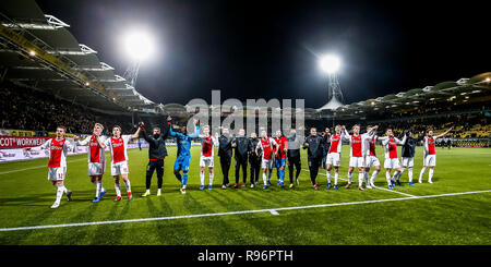 KERKRADE, Roda JC - Ajax, calcio, KNVB Beker, Coppa Nazionale gioco, stagione 2018-2019, 19-12-2018, Parkstad Limburg Stadium, Ajax giocatori celebrando la vittoria Foto Stock