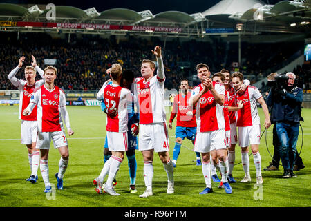 KERKRADE, Roda JC - Ajax, calcio, KNVB Beker, Coppa Nazionale gioco, stagione 2018-2019, 19-12-2018, Parkstad Limburg Stadium, Ajax giocatori celebrando la vittoria Foto Stock