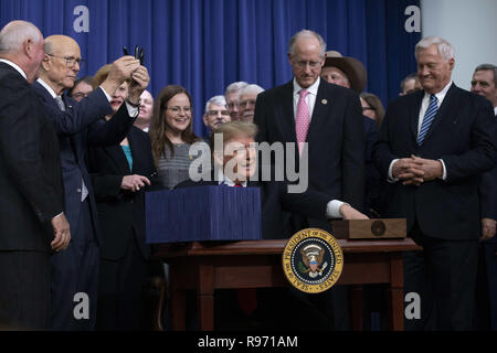 Washington, Distretto di Columbia, Stati Uniti d'America. Xx Dec, 2018. Il presidente statunitense Donald Trump segni il Farm Bill in legge presso la Casa Bianca a Washington il 20 dicembre 2018. Credito: Alex Edelman/CNP Credito: Alex Edelman/CNP/ZUMA filo/Alamy Live News Foto Stock