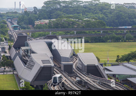 Punggol stazione LRT, tutto il tratto è un sistema automatizzato di guida linea di transito, i treni sono automatizzate, Singapore. Foto Stock