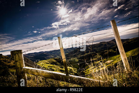 Recinzione a filo campagna Nuova Zelanda Foto Stock