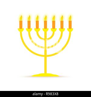 Il Menorah hanukkah icona. Illustrazione Vettoriale. Hanukkah Menorah in stile appartamento. Illustrazione Vettoriale