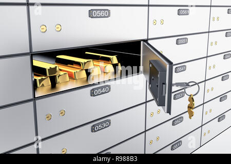 3D cassette di sicurezza con aprire una cella di sicuro. Foto Stock