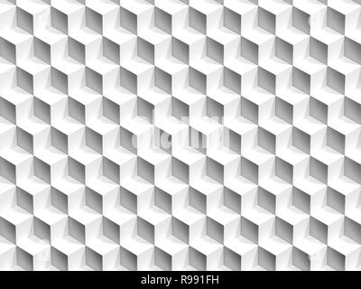 Abstract modello geometrico di cubetti di bianco, sfondo digitale, 3D render Foto Stock