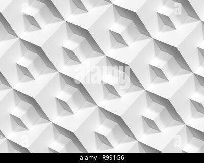 Abstract disegno geometrico, cubetti di bianco sfondo, 3D render illustrazione Foto Stock