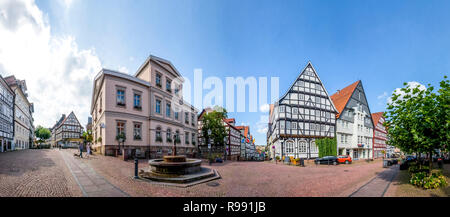 Mercato e Chiesa, Bad Wildungen, Germania Foto Stock