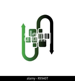 Le frecce nella casella del logo rettangolo, 3d arrow link logo aziendali concetto illustrazione, cubo astratto frecce, logo aziendale concetto illustrazione, Abstract t box Illustrazione Vettoriale