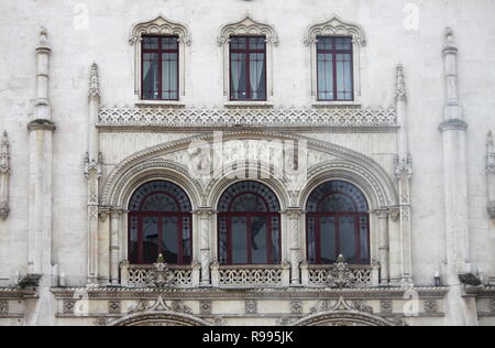 Vista dettagliata del Rossio Stazione dei treni di Lisbona, Portogallo Foto Stock