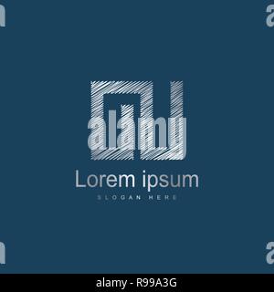 Lettera iniziale OU Modello Logo Design Vettoriali. Argento logo lettera Illustrazione Vettoriale