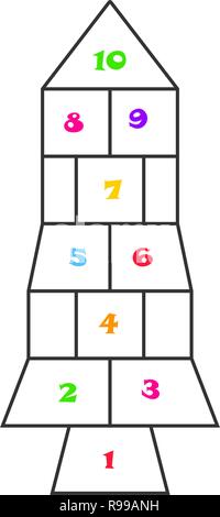 Un razzo a forma di campana bambino gioco libero con numeri colorati Illustrazione Vettoriale