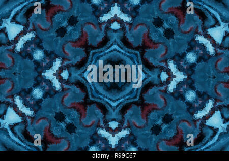Inverno fantasy sfondo astratto. Caleidoscopica ornamento geometrico. Poligonale decorativi mosaico. Foto Stock