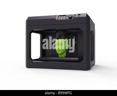 Stampante 3d concetto macchina, isolato su bianco,il rendering 3d,immagine concettuale. Foto Stock