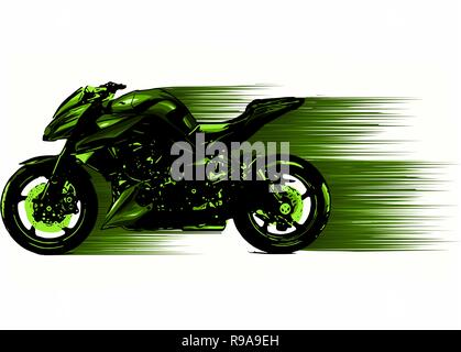 Stilizzato artistico corridore del motociclo in movimento. illustrazione Illustrazione Vettoriale