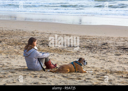 Bournemouth Dorset, Regno Unito. Il 22 dicembre 2018. I visitatori godere il sole a Bournemouth spiagge, in fuga dal traffico e il trambusto di last minute shopping natalizio e preparati. Credito: Carolyn Jenkins/Alamy Live News Foto Stock