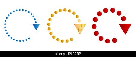 Set di colorata circolare punteggiata frecce. Illustrazione Vettoriale. Aggiorna o Ricarica segno. Illustrazione Vettoriale