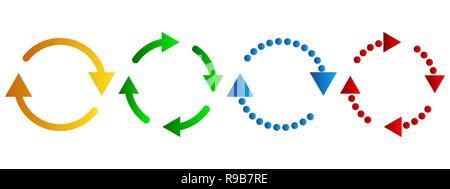 Set di colorata circolare frecce. Illustrazione Vettoriale. Aggiorna o Ricarica segno. Illustrazione Vettoriale