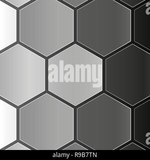 Abstract sfondo nero. Illustrazione Vettoriale. Futuristico sfondo esagonale Illustrazione Vettoriale