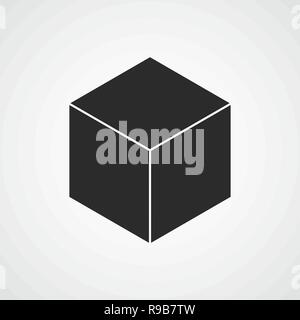Icona del cubo in design piatto. Illustrazione Vettoriale. 3d cube icona Illustrazione Vettoriale