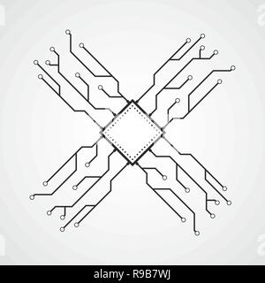 Icona della CPU in design piatto. Illustrazione Vettoriale. Icona di chip. Simbolo del microprocessore Illustrazione Vettoriale