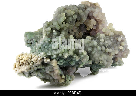 Calcedonio (botryoidal agata uva) da Mamuju, Indonesia isolati su sfondo bianco Foto Stock