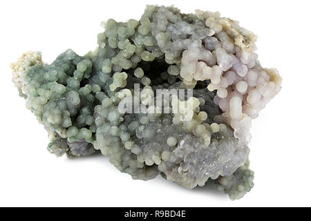 Calcedonio (botryoidal agata uva) da Mamuju, Indonesia isolati su sfondo bianco Foto Stock