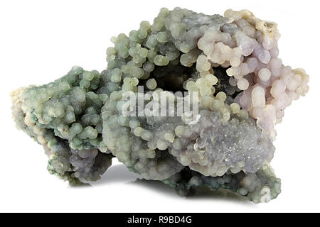 Calcedonio (botryoidal agata uva) da Mamuju, Indonesia isolati su sfondo bianco Foto Stock