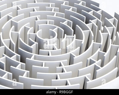 Circolare 3d labirinto di colore bianco Foto Stock