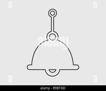 Bell Icona linea con maniglia su sfondo grigio. Illustrazione Vettoriale