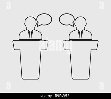 Discussione Icona linea su sfondo grigio Illustrazione Vettoriale