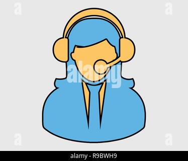 Femmina Coloroful Assistenza Clienti icona. Illustrazione Vettoriale