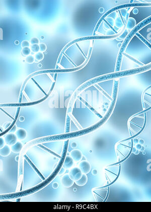Digital modello 3d della struttura del DNA e molecole Foto Stock