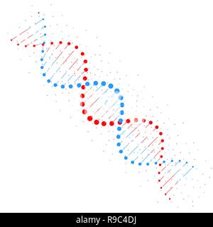 Abstract della catena di DNA isolata struttura su sfondo bianco. Concetto di biotecnologia. Illustrazione Vettoriale Illustrazione Vettoriale