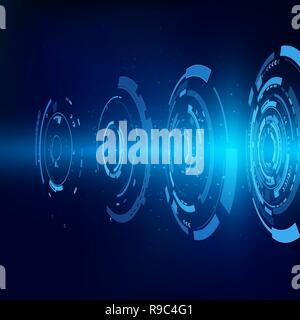 Tecnologia astratto dello sfondo. HUD interfaccia di comunicazione il concetto di sfondo dell'innovazione. Illustrazione Vettoriale Illustrazione Vettoriale