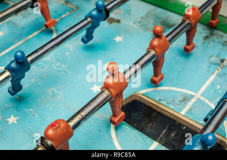 Vecchia tabella del gioco del calcio, close up Foto Stock