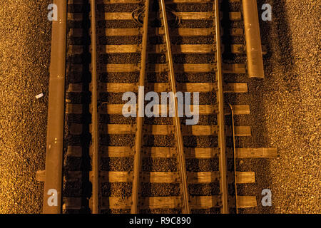 I binari della ferrovia nel centro cittadino di Los Angeles, California, Stati Uniti d'America Foto Stock