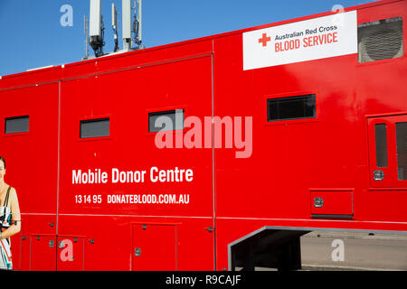 Australiano della red cross mobile donatore di sangue nel centro di Sydney, Australia Foto Stock