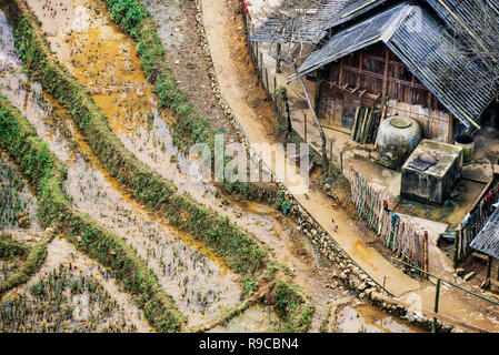 Gli abitanti di un villaggio vietnamita il loro stile di vita. Foto Stock