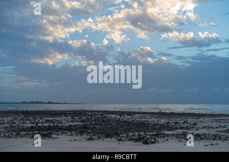 Vista la mattina di Corralejo Beach in Fuerteventura, Isole Canarie, Spagna Foto Stock