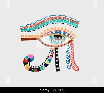 Disegno di antichità egiziane segno della luna - occhio sinistro di horus Illustrazione Vettoriale