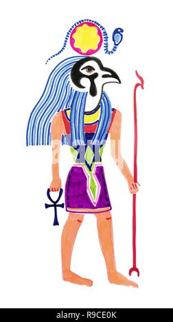 Marcatore di disegno disegno del dio egizio Horus Illustrazione Vettoriale