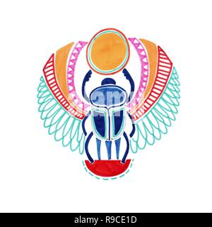 Schizzo di disegno del marcatore di divinità egiziane scarabeo scarabeo Illustrazione Vettoriale